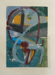 Uta-ZaumseilBlaue-Komposition.-Klangbild-II1990Holzdruck-1214385x25cm