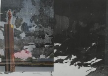 Uta Zaumseil, o.T., 2017, Linolschnitt über Foto, 31x42cm