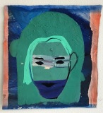 Christiane Bergelt, VRYBDY LKS JST LK Y_ Mask FG, 2018, Öl auf Papier, 36x32cm