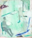 Christiane Bergelt,purple lack ultra chat, mixed media on paper, 29 x 23 cm