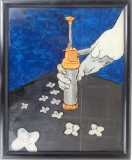 Jan Kummer, Gesichtskekspresse, 2016, Eglomisierung, 36x30cm