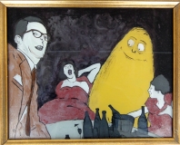 Jan Kummer, Reise des Gutmännlein, 2016, Eglomisierung, 31x36cm