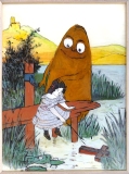 Jan Kummer,Die Reise des Gutmännlein,2017,Eglomisierung ,44x33cm