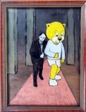 Jan Kummer,Maskottchen Spreeteddy,2011,Eglomisierung,26x20cm