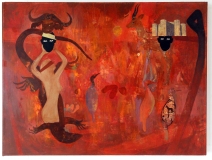 Peter Kallfels, Brindisi, 2017, öl auf papier und Leinwand, 85x125cm