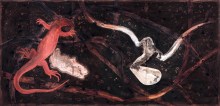 Peter Kallfels, Ich bin hier, 2013, Öl und Papier auf Leinwand, 92x192cm