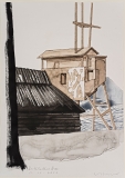 Steffen-Volmer,-Des-Künstlers-Haus,-2016,-MT-auf-Steinpapier,-50x35cm