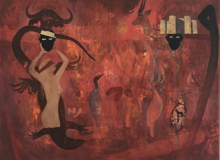 Peter Kallfels, Beide Sizilien, 2017, Öl auf Papier und Leinwand , 98x129cm
