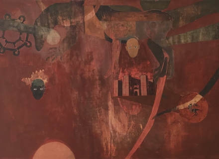 Peter Kallfels, Brindisi, 2013, Öl auf Papier und Leinwand , 82x122cm