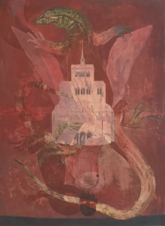 Peter Kallfels, Engeltal, 2017, Öl auf Papier und Leinwand , 124x92cm