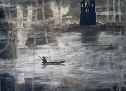 Peter Kallfels, Otto, 2018, Öl auf Papier und Leinwand , 152x182 cm