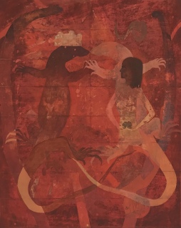 Peter Kallfels, Yhwa III, 2012, Öl auf Papier und Leinwand , 102x82cm