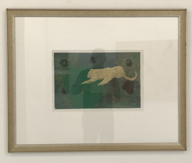 Peter Kallfels, Schlafender Tiger, 2007 -13, Öl auf Papier, 30x47cm